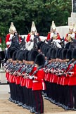 The Major General's Review 2011: Household Cavalry, here The Life Guards, in front of the Guards Memorial on Horse Guards Parade. The guards in front of them have formed divisions, ready for the March Past..
Horse Guards Parade, Westminster,
London SW1,
Greater London,
United Kingdom,
on 28 May 2011 at 11:30, image #186