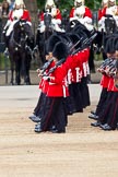 The Major General's Review 2011: No. 1 Guard, 1st Battalion Scots Guards, the Escort to the Colour,marching in front of the Household Cavalry (here The Life Guards)..
Horse Guards Parade, Westminster,
London SW1,
Greater London,
United Kingdom,
on 28 May 2011 at 11:31, image #189