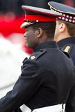 The Major General's Review 2011: Close-up of Major Twumasi-Ankrah, Blues and Royals, riding in place of the Princess Royal at the rehearsal..
Horse Guards Parade, Westminster,
London SW1,
Greater London,
United Kingdom,
on 28 May 2011 at 11:38, image #212