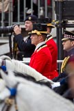 The Major General's Review 2011: With the red jackets, the two Grooms of the Royal Household. Behind them the Brigade Major Household Division, Lieutenant Colonel A P Speed, Scots Guards. Behind the two grooms an army photographer..
Horse Guards Parade, Westminster,
London SW1,
Greater London,
United Kingdom,
on 28 May 2011 at 11:47, image #227
