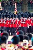 The Major General's Review 2011: The Escort to the Colour, No. 1 Guard, 1st Battalion Scots Guards, during the March Past in slow time, the Ensign, Lieutenant Tom Ogilvy, carrying the Colour. In front the Massed Bands..
Horse Guards Parade, Westminster,
London SW1,
Greater London,
United Kingdom,
on 28 May 2011 at 11:48, image #229