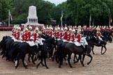 The Major General's Review 2011: The Life Guards during the Ride Past. In the background the Guards Memorial behind the line of guardsmen from No. 1 to No. 5 Guard..
Horse Guards Parade, Westminster,
London SW1,
Greater London,
United Kingdom,
on 28 May 2011 at 11:55, image #244