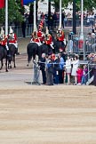 The Major General's Review 2011: March Off. Trumpeter, Standard Bearer, and Standard Coverer, followed by The Life Guards, leaving the parade ground towards The Mall..
Horse Guards Parade, Westminster,
London SW1,
Greater London,
United Kingdom,
on 28 May 2011 at 12:05, image #273