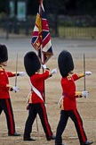 The Major General's Review 2011: Marching off - the Ensign with the Colour, on his left the Subaltern of the Escort, Captain Krause-Harder-Colthorpe..
Horse Guards Parade, Westminster,
London SW1,
Greater London,
United Kingdom,
on 28 May 2011 at 12:09, image #283