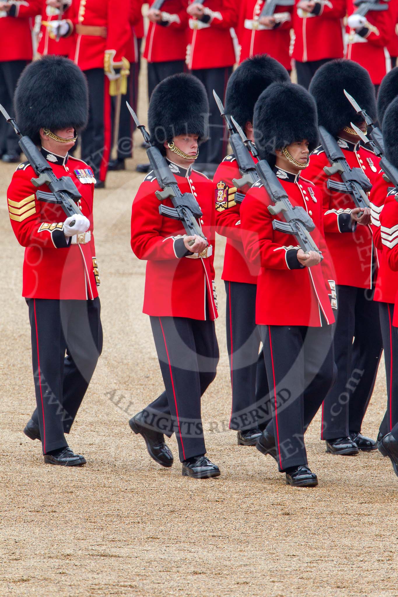 Photo 110611_112340_1D4_3967HaraldJoergens_ Trooping the Colour 2011: The Escort to the Colour, No. 1 Guard, 1st Battalion Scots Guards, trooping the Colour through the ranks..
Horse Guards Parade, Westminster,
London SW1,
Greater London,
United Kingdom,
on 11 June 2011 at 11:23, image #207