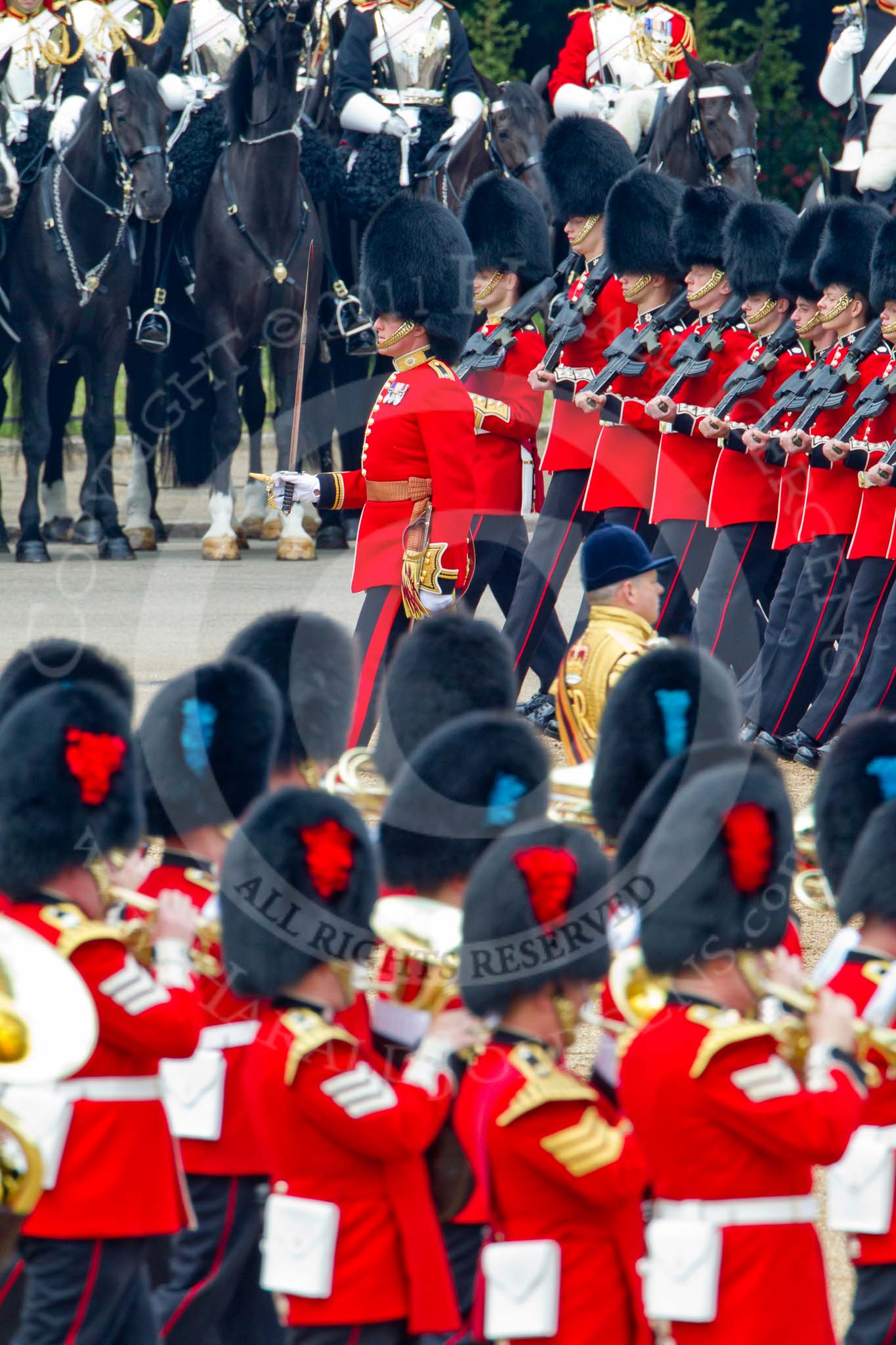 Photo 110611_113314_1D4_4126HaraldJoergens_ Trooping the Colour 2011: The March Past by the Foot Guards in slow time. Here No. 6 Guard, No. 7 Company Coldstream Guards, lead my Major C M J Foinette..
Horse Guards Parade, Westminster,
London SW1,
Greater London,
United Kingdom,
on 11 June 2011 at 11:33, image #227