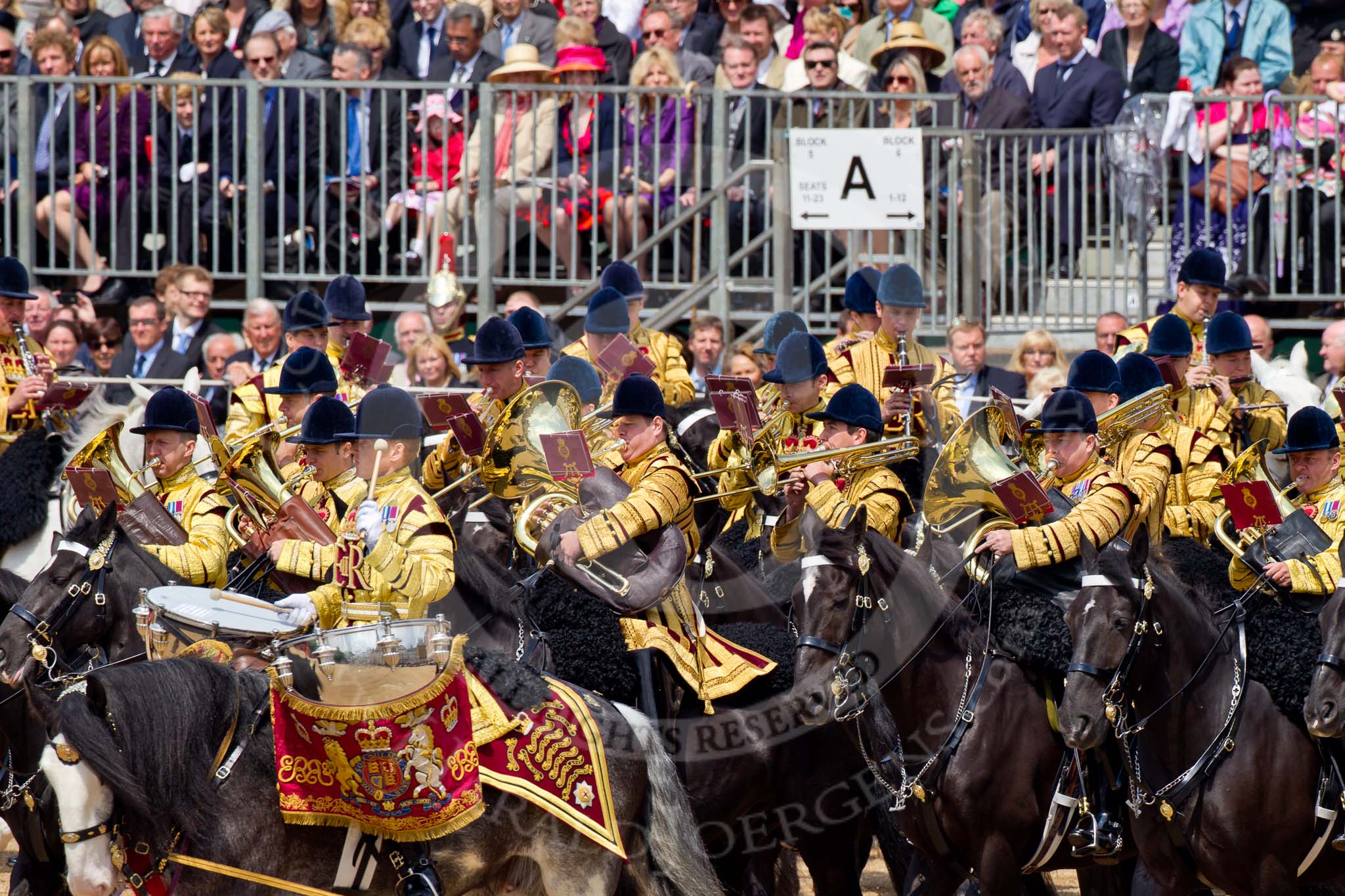 Photo 110611_115401_1D4_4764HaraldJoergens_ Trooping the Colour 2011: The Mounted Bands of the Household Cavalry moving onto the parade ground. In the front one of the two kettle drummers..
Horse Guards Parade, Westminster,
London SW1,
Greater London,
United Kingdom,
on 11 June 2011 at 11:54, image #319