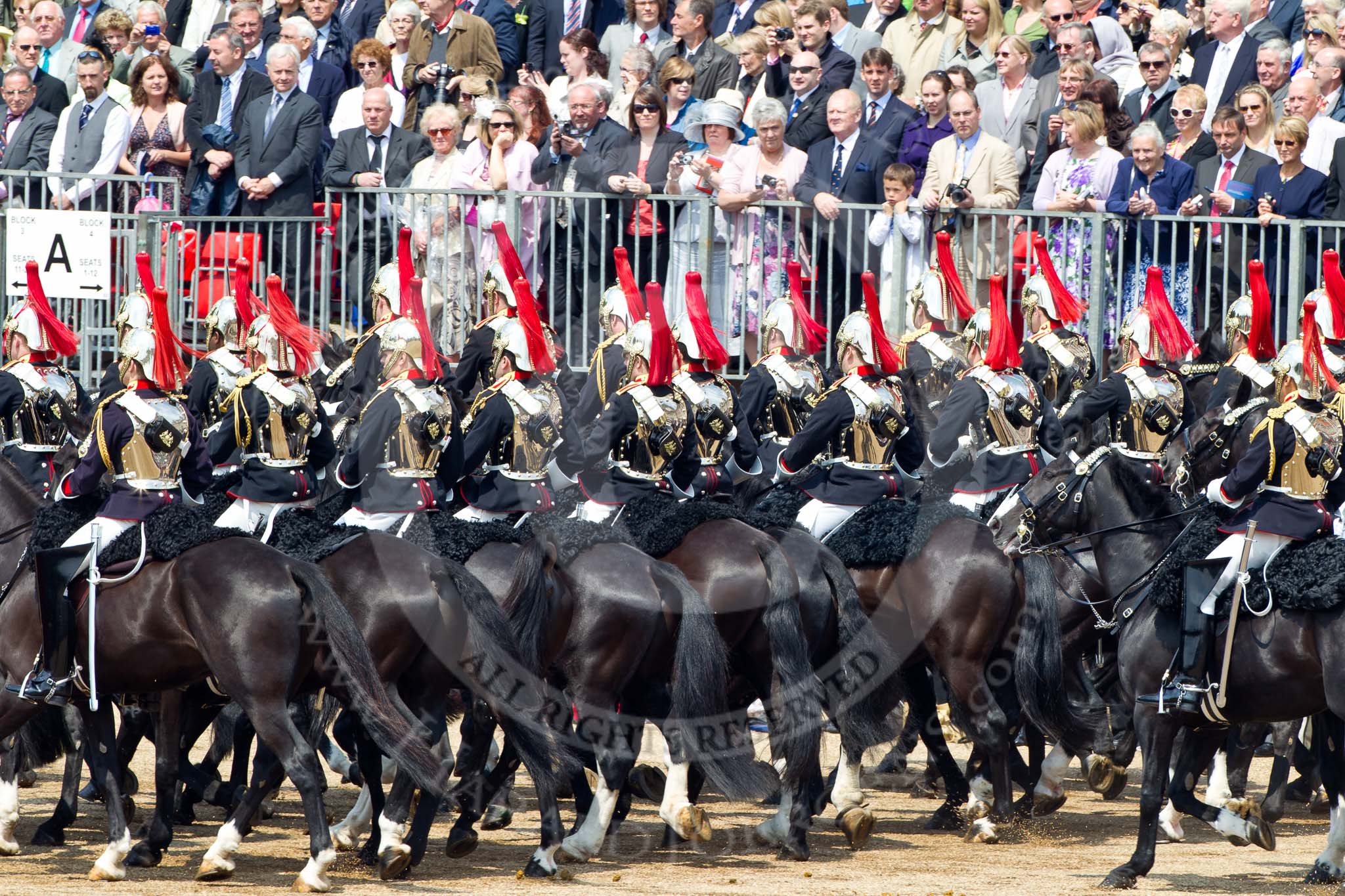 Trooping the Colour 2011: Household Cavalry, here The Blues and Royals, during the Ride Past..
Horse Guards Parade, Westminster,
London SW1,
Greater London,
United Kingdom,
on 11 June 2011 at 11:57, image #355