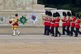 Trooping the Colour 2011: Senior Drum Major Ben Roberts, Coldstream Guards, and the Band of the Welsh Guards, on Horseguards Road, in front of the Guards Memorial..
Horse Guards Parade, Westminster,
London SW1,
Greater London,
United Kingdom,
on 11 June 2011 at 10:13, image #14