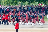 Trooping the Colour 2011: The Band of the Scots Guards, here the pipers in their Royal Stewart Tartan, marching on Horse Guards Road, before turning onto Horse Guards Parade..
Horse Guards Parade, Westminster,
London SW1,
Greater London,
United Kingdom,
on 11 June 2011 at 10:31, image #49