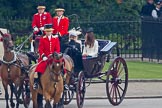 Trooping the Colour 2011: In the first barouche carriage, HRH The Duchess of Cornwall (only the hat visible), HRH The Duchess of Cambridge to her right, and HRH Prince Henry of Wales (Prince Harry) opposite, and, here out of sight, HRH Prince Andrew, the Duke of York, next to him..
Horse Guards Parade, Westminster,
London SW1,
Greater London,
United Kingdom,
on 11 June 2011 at 10:49, image #82