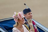 Trooping the Colour 2011: In the second barouche carriage about to enter Horse Guards Arch, Sophie, Countess of Wessex, and Prince Edward, The Earl of Essex..
Horse Guards Parade, Westminster,
London SW1,
Greater London,
United Kingdom,
on 11 June 2011 at 10:50, image #92