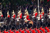 Trooping the Colour 2011: Following the Mounted Band of the Household Cavalry, the First Division of the Souvereign's Escort, The Life Guards, approaches Horse Guards Parade..
Horse Guards Parade, Westminster,
London SW1,
Greater London,
United Kingdom,
on 11 June 2011 at 10:57, image #108