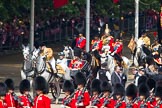 Trooping the Colour 2011: HM The Queen arriving at Horse Guards Parade for her Birthday Parade. Behind her the four Royal Colonels, from the left HRH Prince William, The Duke of Cambridge, HRH Prince Charles, The Prince of Wales, HRH Prince Edward, The Duke of Kent, and HRH Princess Anne, The Princess Royal..
Horse Guards Parade, Westminster,
London SW1,
Greater London,
United Kingdom,
on 11 June 2011 at 10:58, image #111