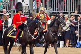 Trooping the Colour 2011: The Non-Royal Colonels: On the left of the photo, Lieutenant General James Jeffrey Corfield Bucknall,  Colonel Coldstream Guards. He is currently Deputy Commander of the ISAF in Afghanistan. On his left: General The Lord Guthrie of Craigiebank, Gold Stick in Waiting and Colonel of the Life Guards..
Horse Guards Parade, Westminster,
London SW1,
Greater London,
United Kingdom,
on 11 June 2011 at 10:59, image #121