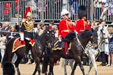 Trooping the Colour 2011: On the left of the photo:
Colonel Stuart H Cowen, Silver-Stick-in-Waiting, The Blues and Royals. He is Commander Household Cavalry. In the middle: Colonel Alastair Mathewson, Scots Guards, Chief of Staff Household Division. On the right of the photo:
Captain P S G O'Gorman, Irish Guards, Aide-de-Camp..
Horse Guards Parade, Westminster,
London SW1,
Greater London,
United Kingdom,
on 11 June 2011 at 10:59, image #123