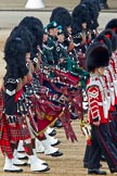 Trooping the Colour 2011: 1st Battalion Scots Guards: Pipers and drummers of the Scots Guards Band, the pipers in their Royal Stewart Tartan..
Horse Guards Parade, Westminster,
London SW1,
Greater London,
United Kingdom,
on 11 June 2011 at 11:33, image #225