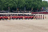 Trooping the Colour 2011: The March Past. On the left, the Massed Bands playing, marching, on the right of the photo, the guards divisions. On Top, No. 1 Guards, the Escort to the Colour, carrying the Colour.
On the backgound the Mounted Bands of the Household Divison, and on the left The Blues and Royals of the Household Cavalry..
Horse Guards Parade, Westminster,
London SW1,
Greater London,
United Kingdom,
on 11 June 2011 at 11:41, image #262