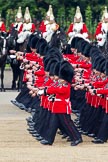 Trooping the Colour 2011: No. 3 Guard, F Company Scots Guards, during the March Past. In the background The Life Guards, Household Cavalry..
Horse Guards Parade, Westminster,
London SW1,
Greater London,
United Kingdom,
on 11 June 2011 at 11:43, image #271