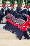 Trooping the Colour 2011: No. 2 Guard, B Company Scots Guards, following No. 1 Guard, the Escort to the Colour, during the March Past. In the background, The Life Guards from the Household Cavalry..
Horse Guards Parade, Westminster,
London SW1,
Greater London,
United Kingdom,
on 11 June 2011 at 11:44, image #279