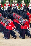 Trooping the Colour 2011: No. 2 Guard,B Company Scots Guards, following No. 1 Guard, the Escort to the Colour, during the March Past. In the background, The Life Guards from the Household Cavalry..
Horse Guards Parade, Westminster,
London SW1,
Greater London,
United Kingdom,
on 11 June 2011 at 11:44, image #280