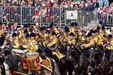 Trooping the Colour 2011: The Mounted Bands of the Household Cavalry moving onto the parade ground. In the front one of the two kettle drummers..
Horse Guards Parade, Westminster,
London SW1,
Greater London,
United Kingdom,
on 11 June 2011 at 11:54, image #319