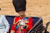 Trooping the Colour 2011: Close-up of HRH Prince Philip, The Duke of Edinburgh, sitting in the ivory mounted phaeton at the end of the parade..
Horse Guards Parade, Westminster,
London SW1,
Greater London,
United Kingdom,
on 11 June 2011 at 12:09, image #408
