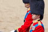Trooping the Colour 2011: Close-up of HRH Prince William, The Duke of Cambridge, with HRH Prince Edward, the Duke of Kent, in the front (and out of focus)..
Horse Guards Parade, Westminster,
London SW1,
Greater London,
United Kingdom,
on 11 June 2011 at 12:09, image #411