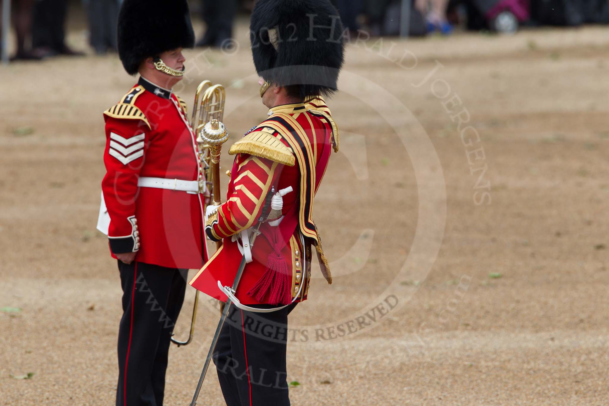 The Colonel's Review 2012: The first of the Massed Bands arriving at Horse Guards Parade - the Band of the Welsh Guards, led by Seniour Drum Major M Betts, Grenadier Guards..
Horse Guards Parade, Westminster,
London SW1,

United Kingdom,
on 09 June 2012 at 10:12, image #22