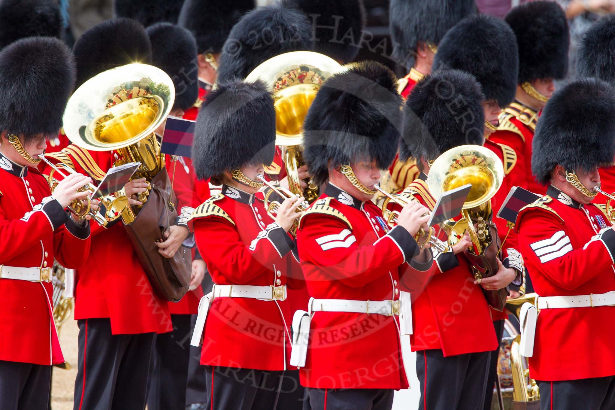 The Colonel's Review 2012: The Band of the Scots Guards playing..
Horse Guards Parade, Westminster,
London SW1,

United Kingdom,
on 09 June 2012 at 10:17, image #38