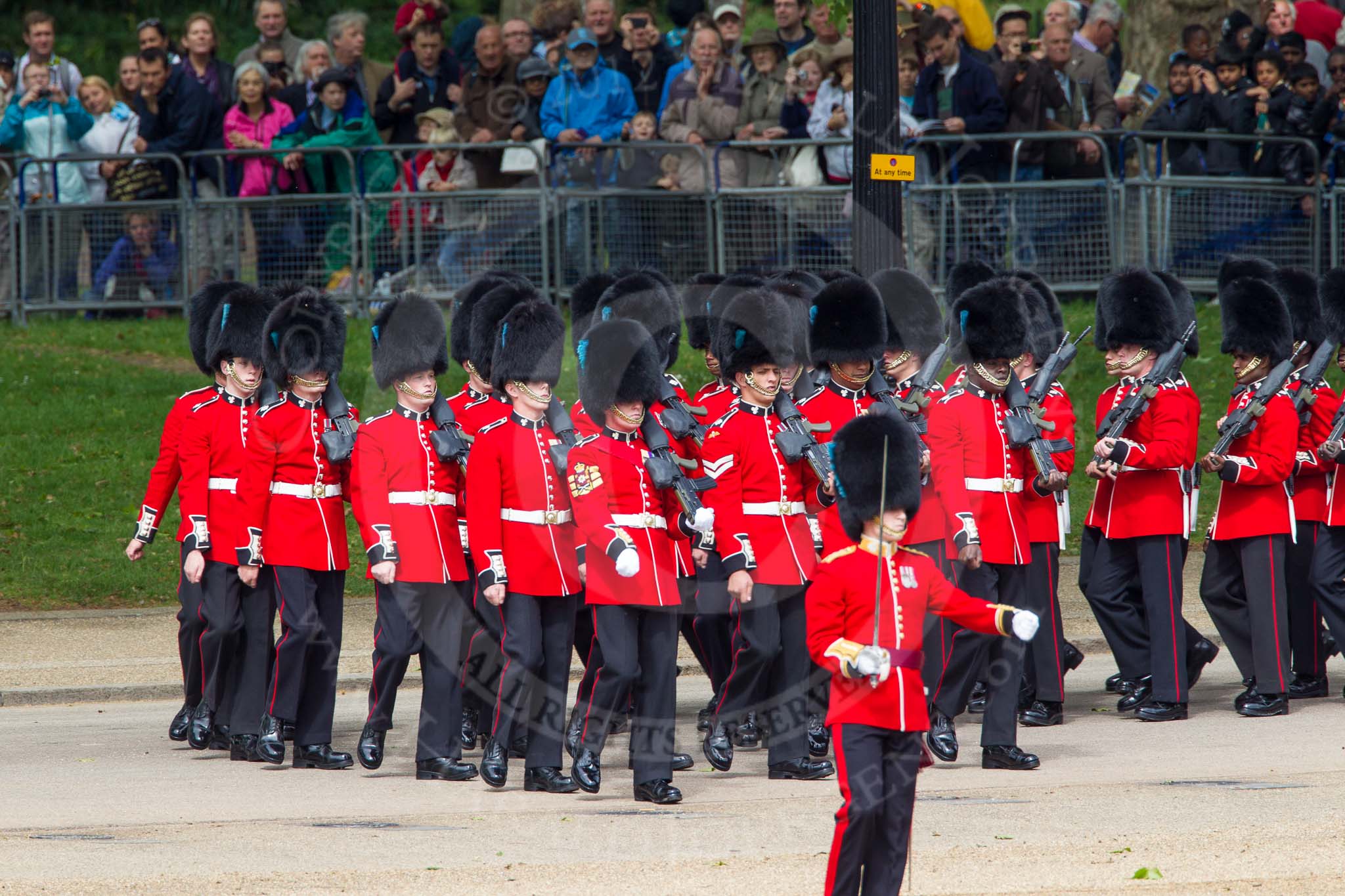The Colonel's Review 2012: No. 5 Guard (1st Battalion Irish Guards) arriving at Horse Guards Parade..
Horse Guards Parade, Westminster,
London SW1,

United Kingdom,
on 09 June 2012 at 10:22, image #45