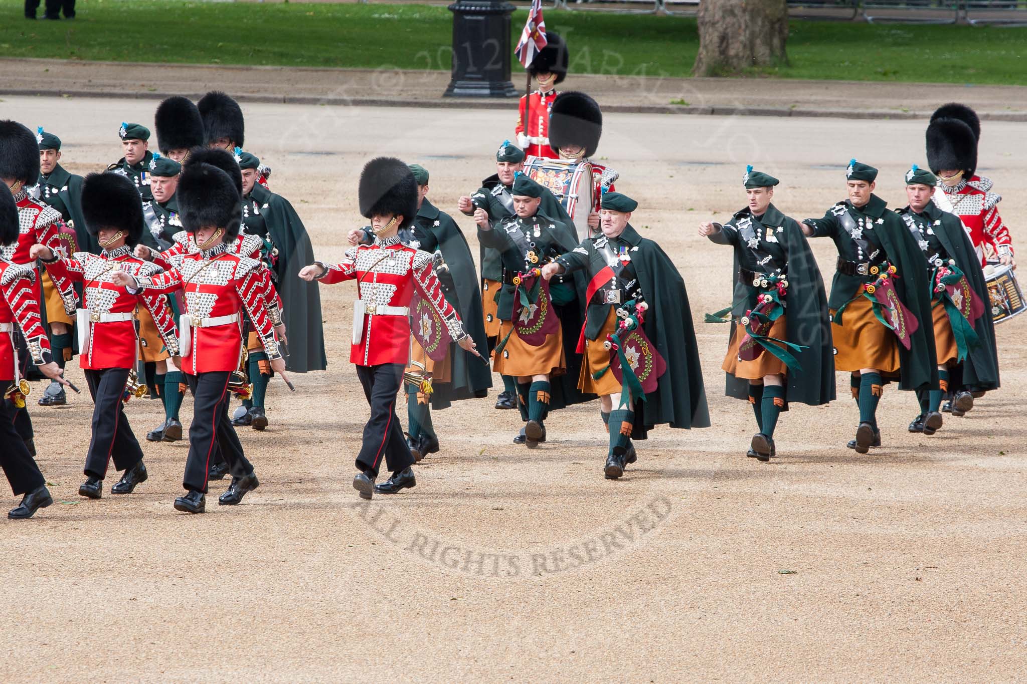 The Colonel's Review 2012: Pipers of the Band of the Irish Guards..
Horse Guards Parade, Westminster,
London SW1,

United Kingdom,
on 09 June 2012 at 10:24, image #53
