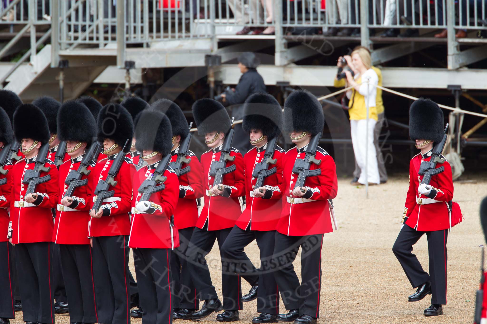 The Colonel's Review 2012: No. 6 Guard, F Company Scots Guards, in their initial position next to the Colour..
Horse Guards Parade, Westminster,
London SW1,

United Kingdom,
on 09 June 2012 at 10:35, image #93