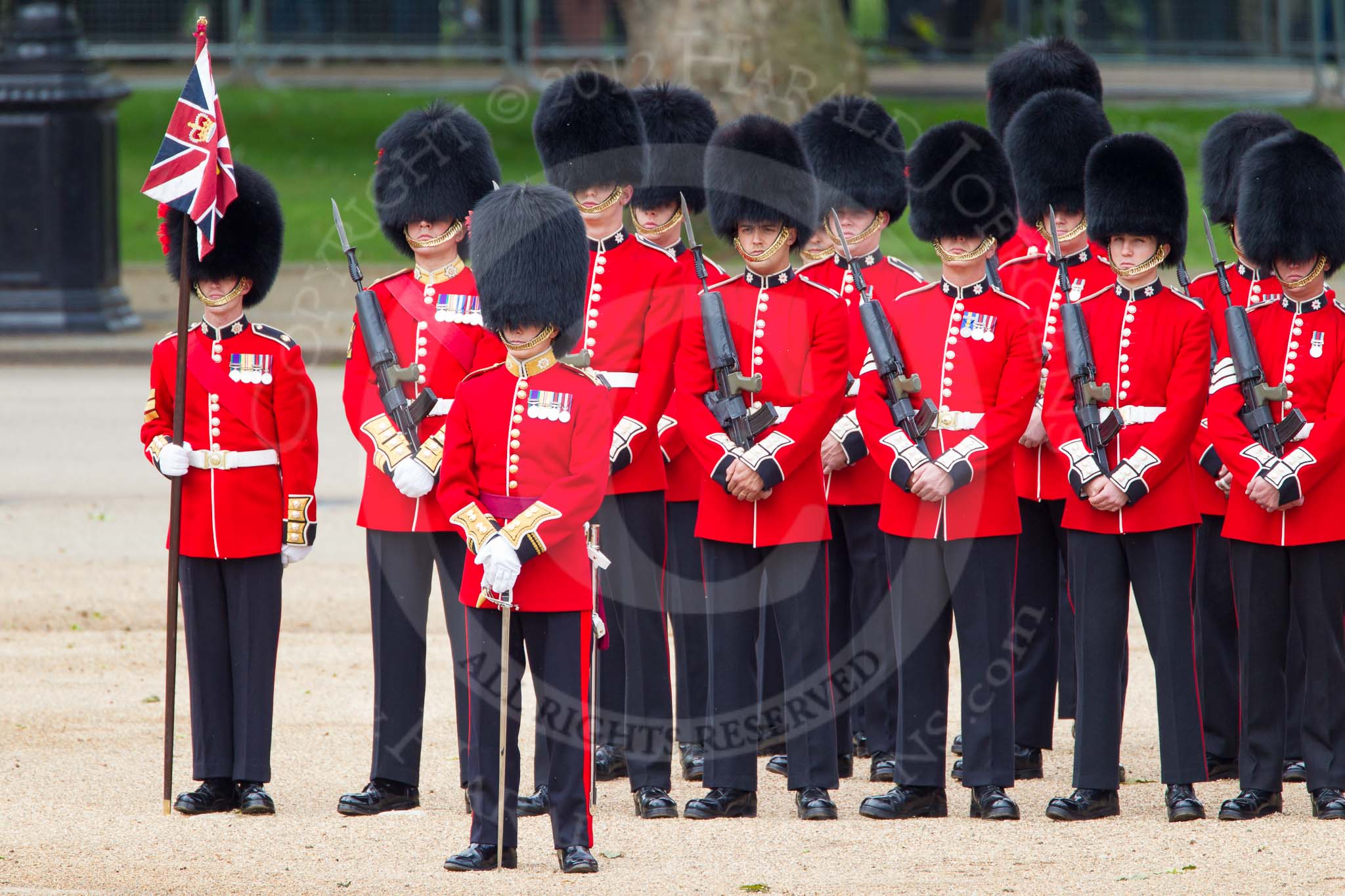The Colonel's Review 2012: No. 1 Guard (Escort for the Colour), 1st Battalion Coldstream Guards..
Horse Guards Parade, Westminster,
London SW1,

United Kingdom,
on 09 June 2012 at 10:46, image #117