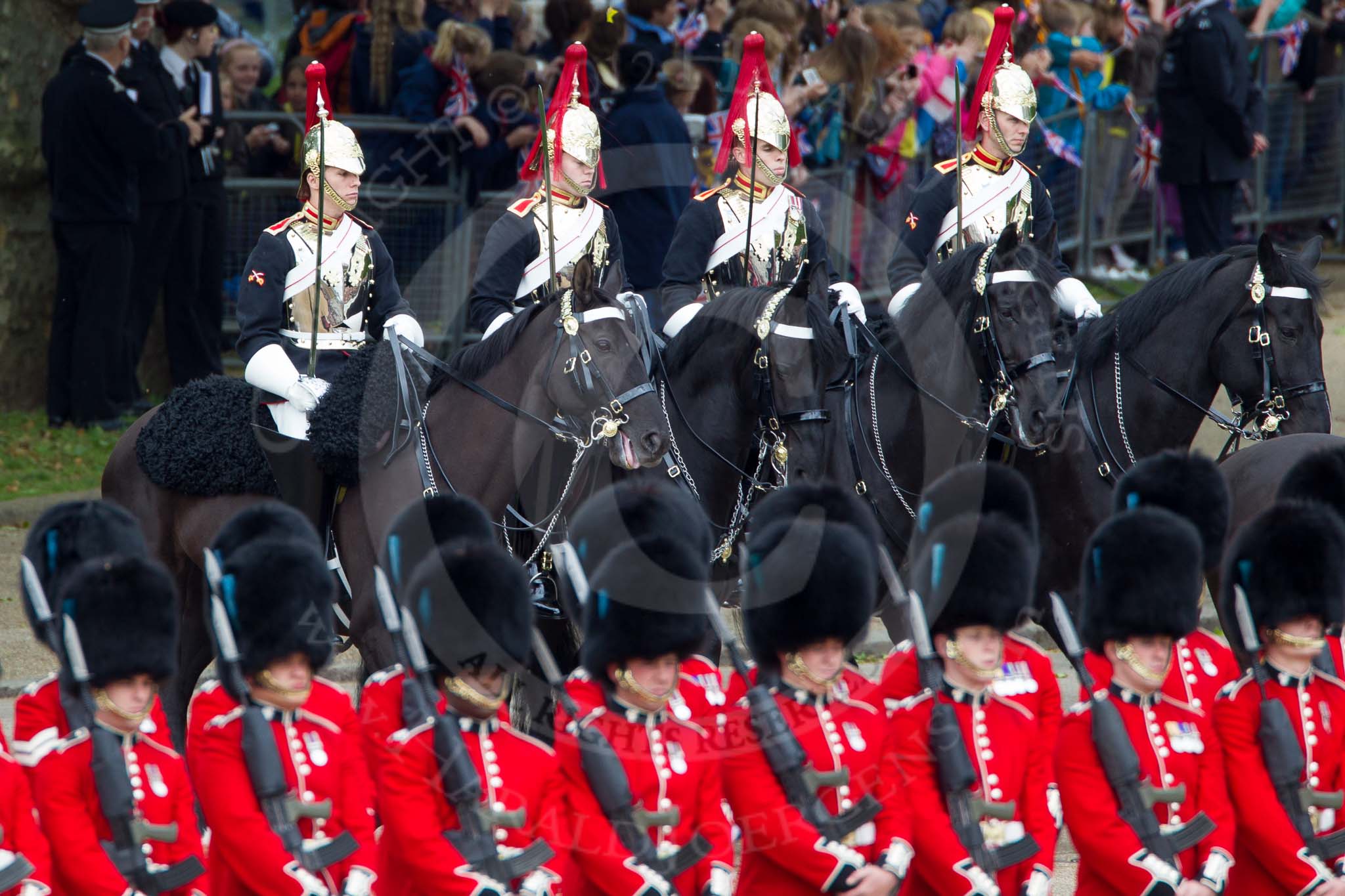 The Colonel's Review 2012: Four Troopers of The Blues and Royals (Royal Horse Guards and 1st Dragoons)..
Horse Guards Parade, Westminster,
London SW1,

United Kingdom,
on 09 June 2012 at 10:54, image #133