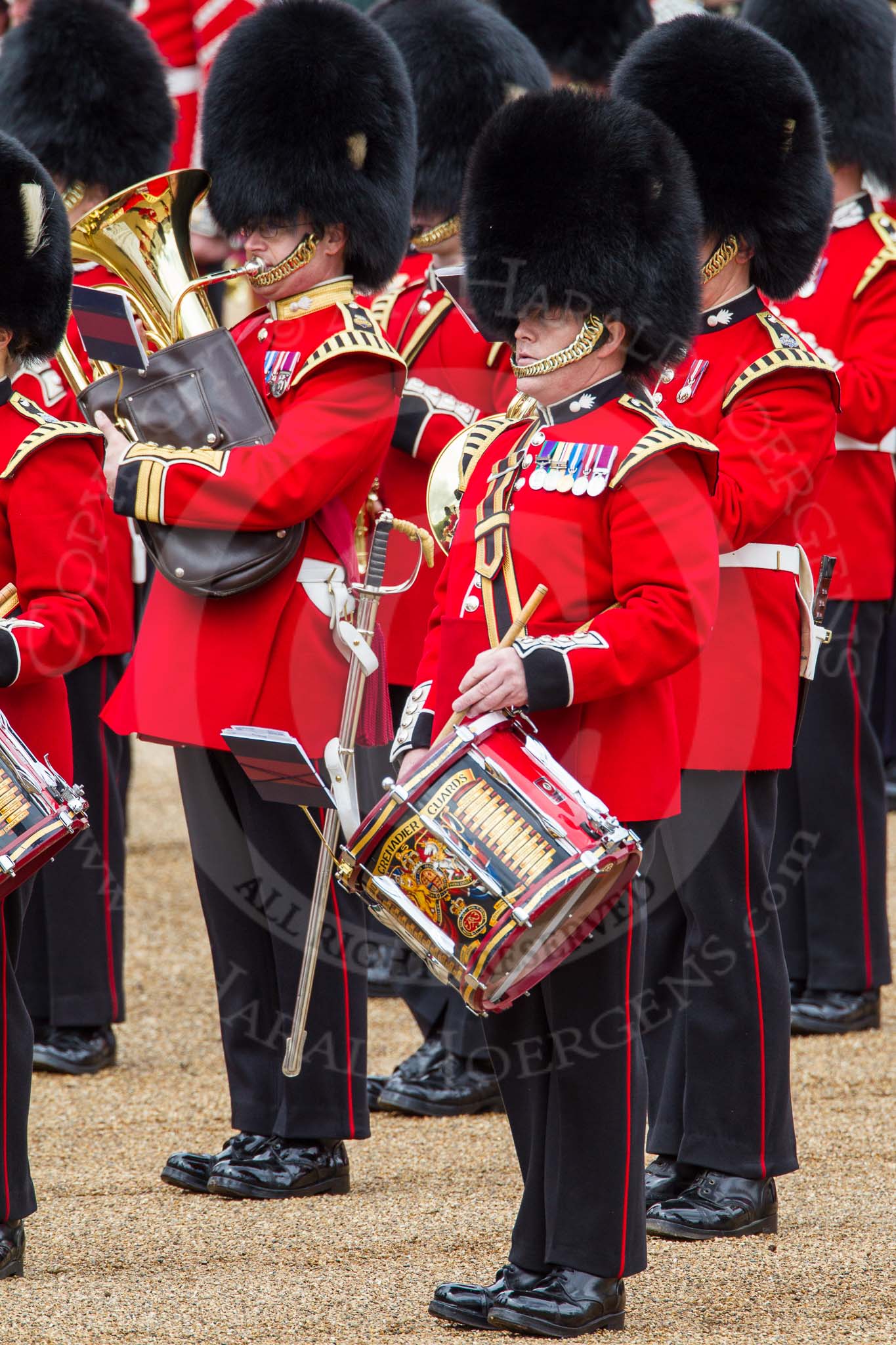 The Colonel's Review 2012: A Grenadier Guards Band drummer..
Horse Guards Parade, Westminster,
London SW1,

United Kingdom,
on 09 June 2012 at 11:10, image #230