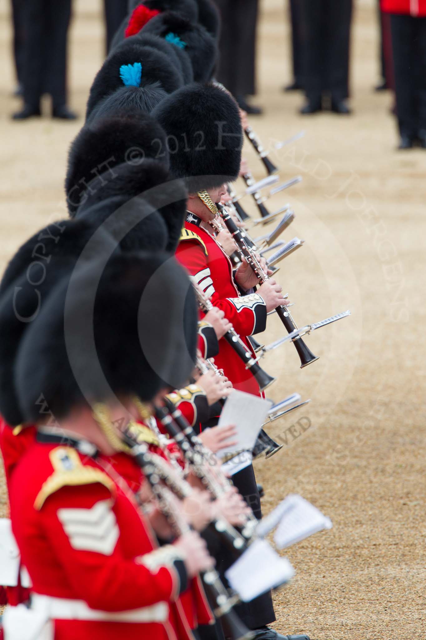 The Colonel's Review 2012: The Massed Bands Troop, Clarinetists (?) of the Welsh and Coldstream Guard Band..
Horse Guards Parade, Westminster,
London SW1,

United Kingdom,
on 09 June 2012 at 11:11, image #240