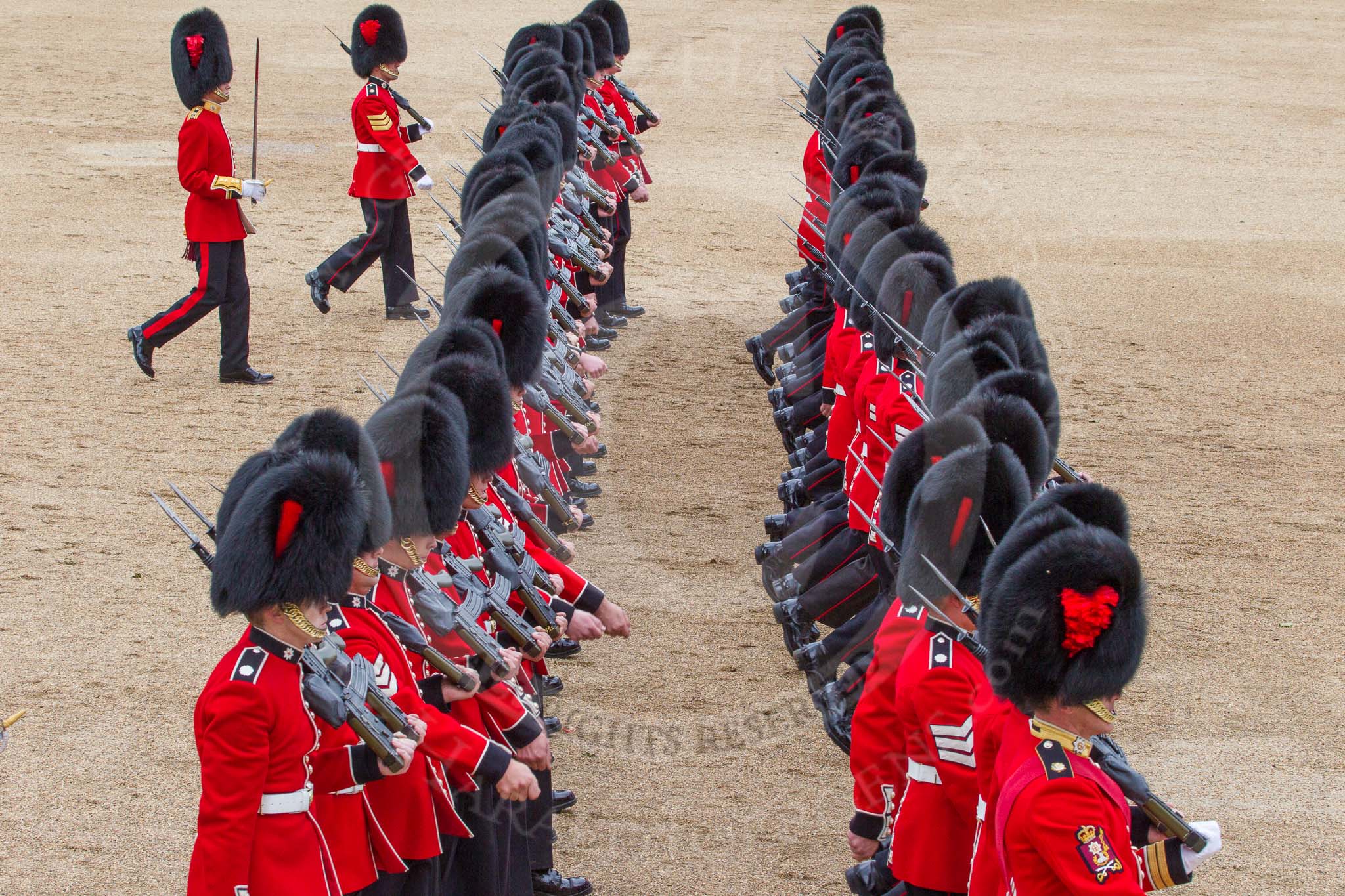 The Colonel's Review 2012: No. 1 Guard (Escort for the Colour), 1st Battalion Coldstream Guards, during the March Past..
Horse Guards Parade, Westminster,
London SW1,

United Kingdom,
on 09 June 2012 at 11:43, image #341