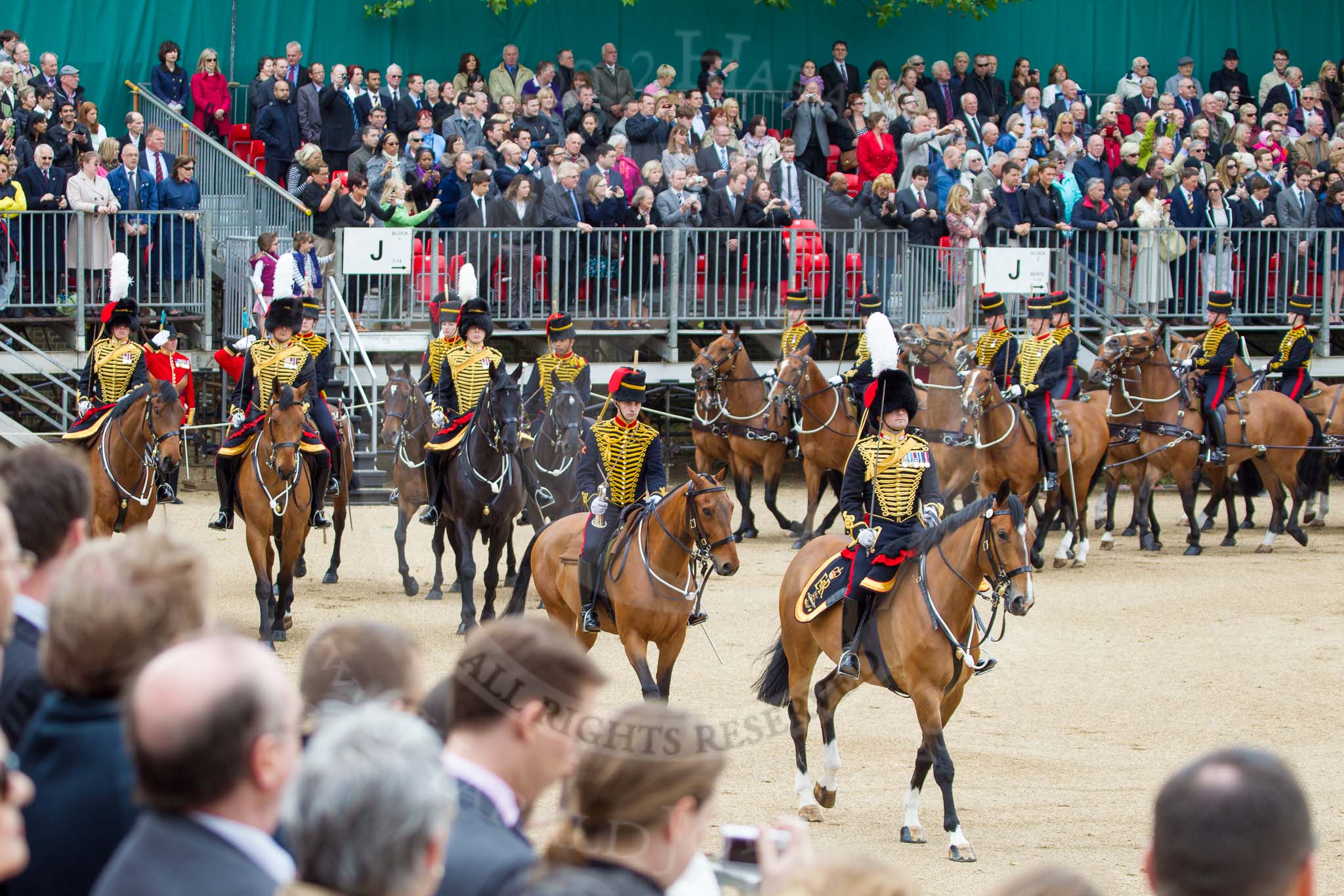 The Colonel's Review 2012: The King's Troop Royal Horse Artillery during their Ride Past..
Horse Guards Parade, Westminster,
London SW1,

United Kingdom,
on 09 June 2012 at 11:51, image #393