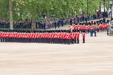 The Colonel's Review 2012: No. 6 guard in place at Horse Guards Parade, the Band of the Coldstream Guards just arriving from the Mall..
Horse Guards Parade, Westminster,
London SW1,

United Kingdom,
on 09 June 2012 at 10:28, image #70