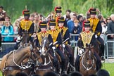 The Colonel's Review 2012: The King's Troop Royal Horse Artillery waiting that the Northern end of Horse Guards Parade, next to St James's Park and the spectators watching from there..
Horse Guards Parade, Westminster,
London SW1,

United Kingdom,
on 09 June 2012 at 10:51, image #128