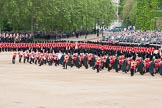 The Colonel's Review 2012: Massed Bands marching during the Massed Bands Troop.
 The bands change direction, so the Drum Majors are already marching towards the left, when the last musicians are still marching towards the right..
Horse Guards Parade, Westminster,
London SW1,

United Kingdom,
on 09 June 2012 at 11:08, image #218