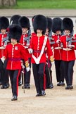 The Colonel's Review 2012: No. 1 Guard (Escort for the Colour), 1st Battalion Coldstream Guards, in front Captain R M Crook and the Ensign, wearing the white colour belt, starting the next phase of the parade, the Collection of the Colour..
Horse Guards Parade, Westminster,
London SW1,

United Kingdom,
on 09 June 2012 at 11:14, image #249