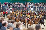 The Colonel's Review 2012: The King's Troop Royal Horse Artillery during their Ride Past, in the centre of the image one of the 13-pounder guns..
Horse Guards Parade, Westminster,
London SW1,

United Kingdom,
on 09 June 2012 at 11:51, image #397