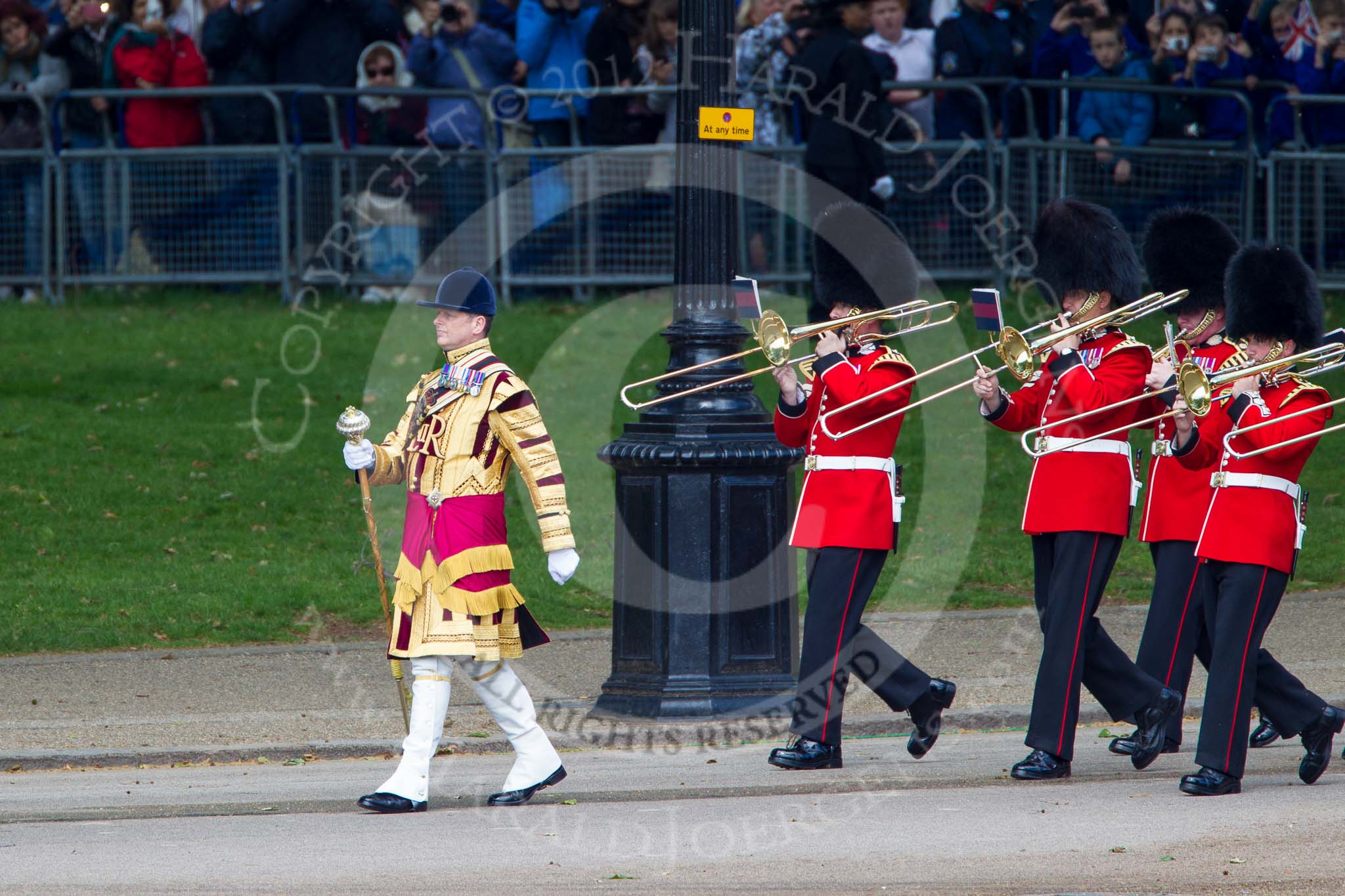 Trooping the Colour 2012: Drum Major Tony Taylor, No. 7 Company Coldstream Guards, with the Band of the Scots Guards..
Horse Guards Parade, Westminster,
London SW1,

United Kingdom,
on 16 June 2012 at 10:16, image #31