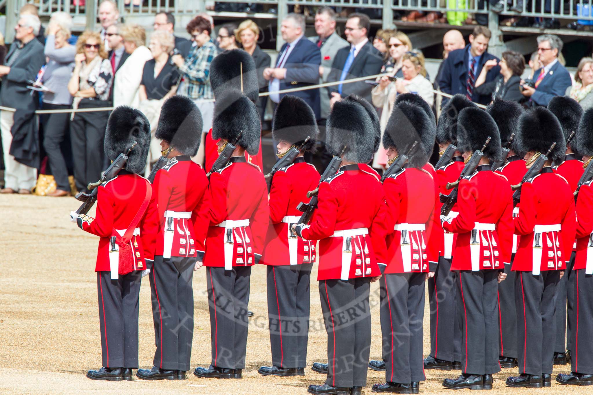 Trooping the Colour 2012: No. 6 Guard, F Company Scots Guards, getting into position..
Horse Guards Parade, Westminster,
London SW1,

United Kingdom,
on 16 June 2012 at 10:26, image #51