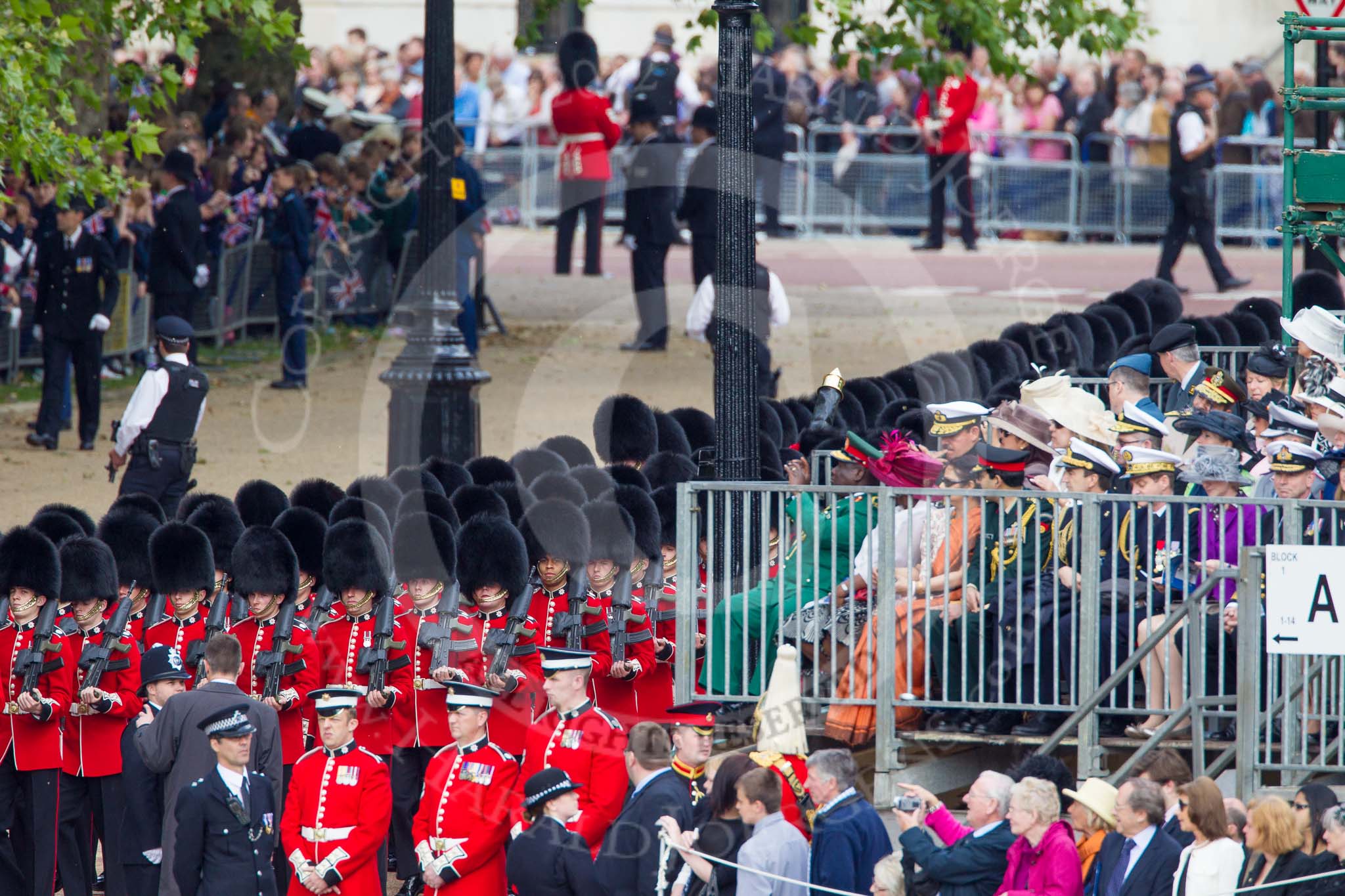 Trooping the Colour 2012: No. 3 Guard, No. 7 Company, Coldstream Guards, arriving at Horse Guards Parade..
Horse Guards Parade, Westminster,
London SW1,

United Kingdom,
on 16 June 2012 at 10:30, image #68
