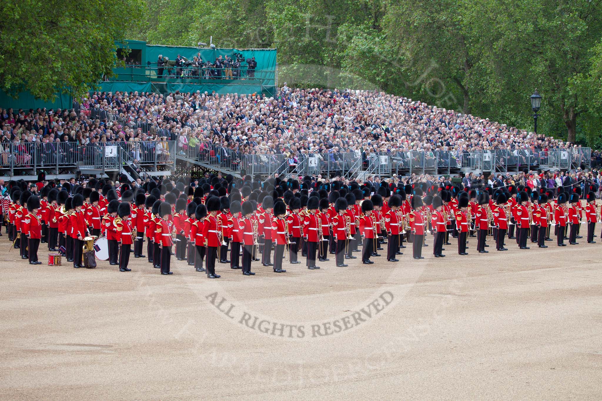 Trooping the Colour 2012: The Massed Bands, ready for the start of the parade..
Horse Guards Parade, Westminster,
London SW1,

United Kingdom,
on 16 June 2012 at 10:36, image #91