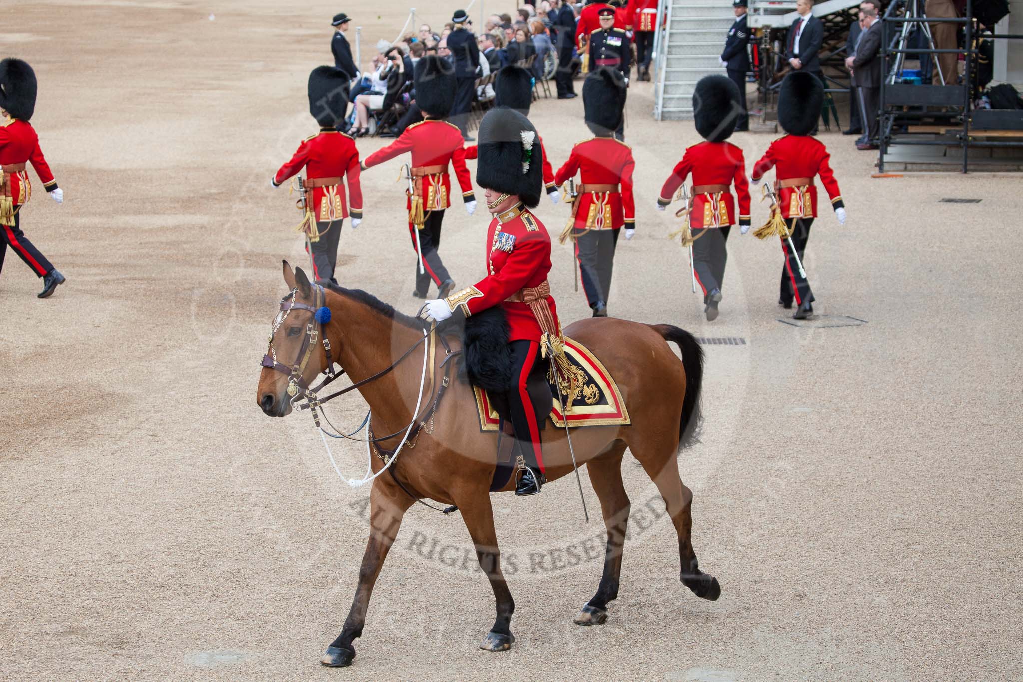 Trooping the Colour 2012: The Major of the Parade, Major Mark Lewis, Welsh Guards, riding out onto Horse Guards Parade..
Horse Guards Parade, Westminster,
London SW1,

United Kingdom,
on 16 June 2012 at 10:36, image #94