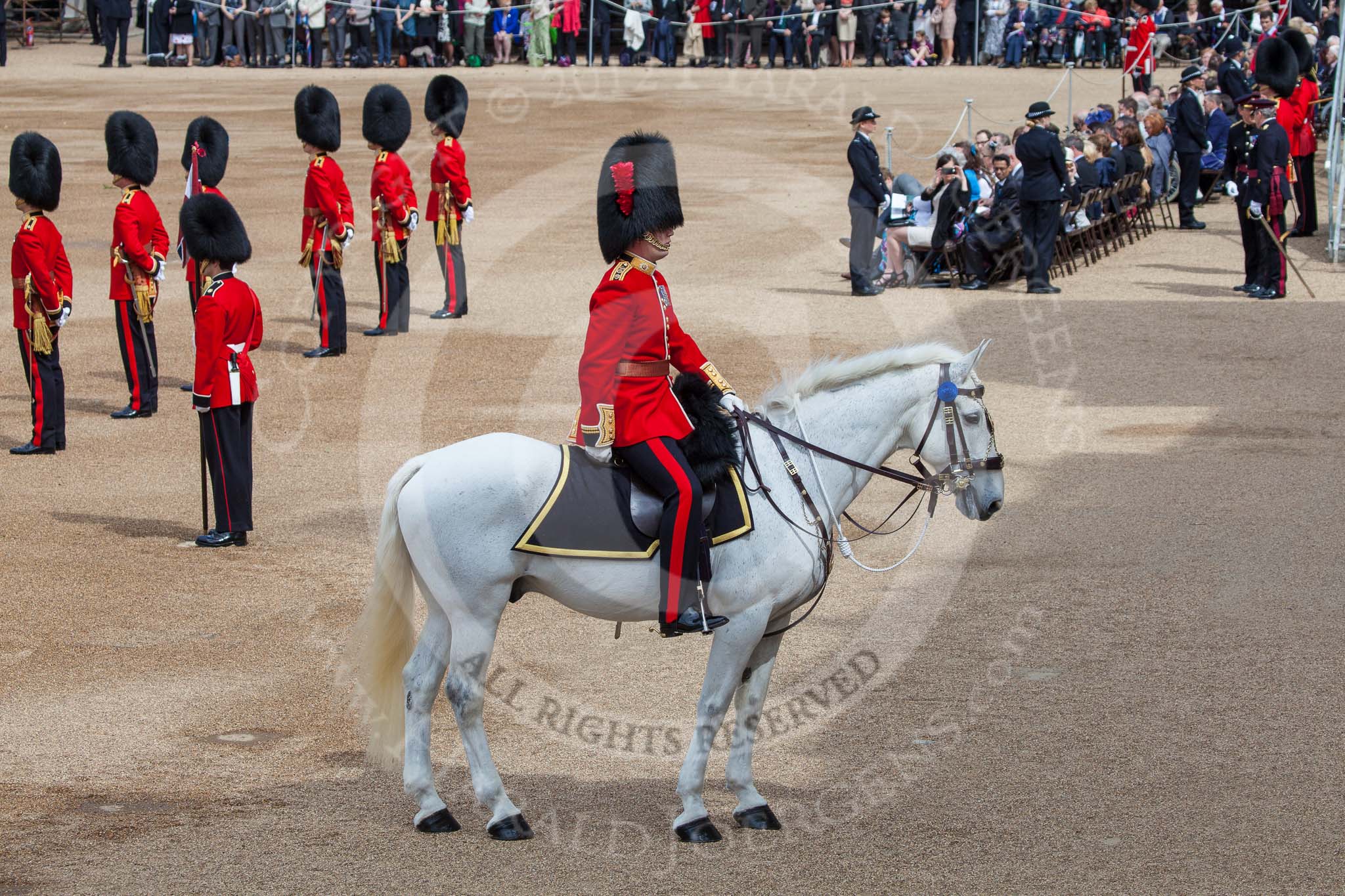 Trooping the Colour 2012: The Adjutant of the Parade, Captain F O B Wells, Coldstream Guards, reporting to the Field Officer..
Horse Guards Parade, Westminster,
London SW1,

United Kingdom,
on 16 June 2012 at 10:38, image #98